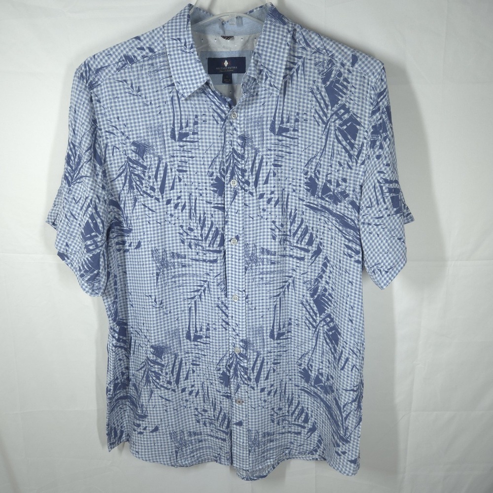 Argyleculture Russell Simmons Men's Short Sleeve Button-Up Shirt Size L‎ Blue...